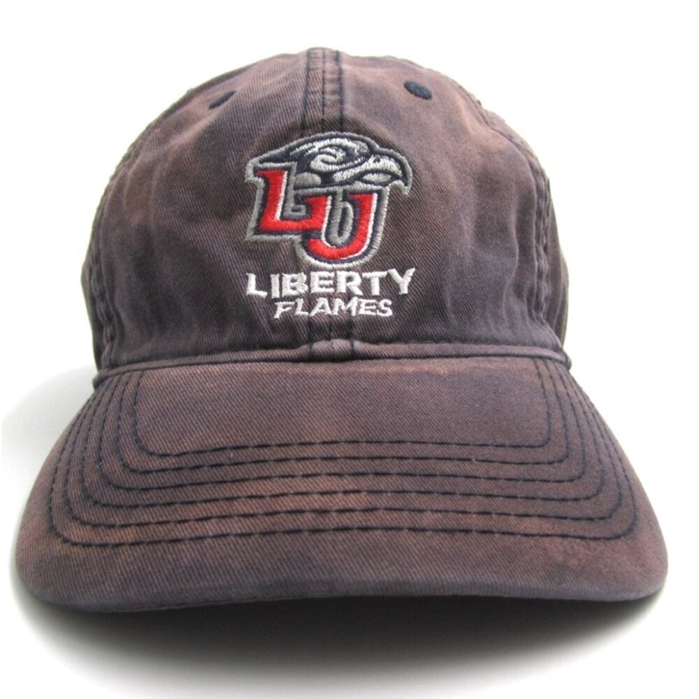 Distressed Liberty University Flames Embroidered Adjustable Hat (C)
